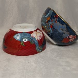 Lunar Bowls Set of 2- Phoenix and Koi